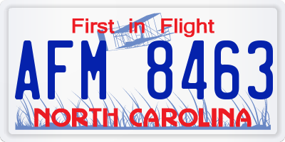 NC license plate AFM8463