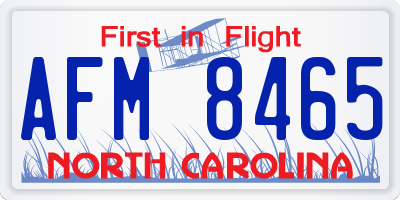 NC license plate AFM8465