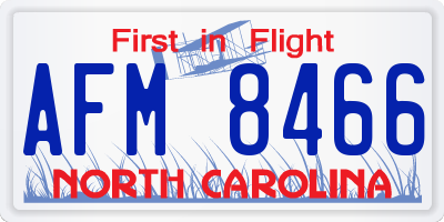 NC license plate AFM8466