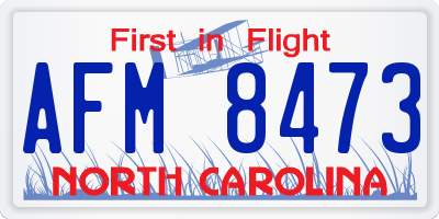 NC license plate AFM8473