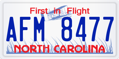 NC license plate AFM8477