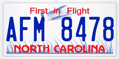 NC license plate AFM8478