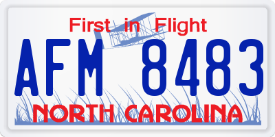 NC license plate AFM8483