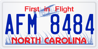 NC license plate AFM8484