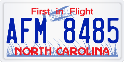 NC license plate AFM8485