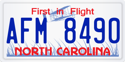 NC license plate AFM8490