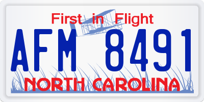 NC license plate AFM8491