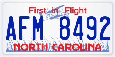 NC license plate AFM8492