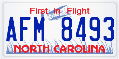 NC license plate AFM8493