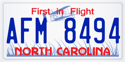 NC license plate AFM8494