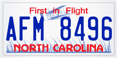 NC license plate AFM8496