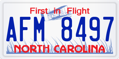 NC license plate AFM8497