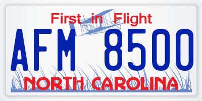 NC license plate AFM8500