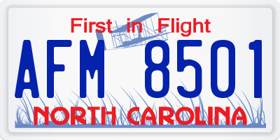 NC license plate AFM8501