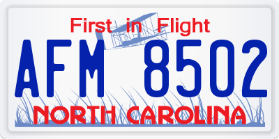 NC license plate AFM8502