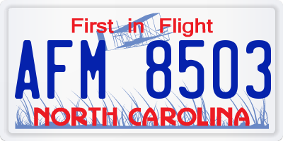 NC license plate AFM8503
