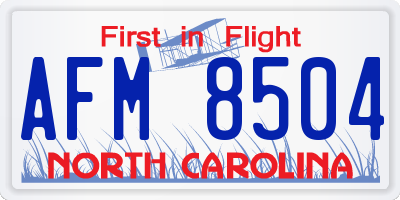 NC license plate AFM8504