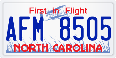 NC license plate AFM8505