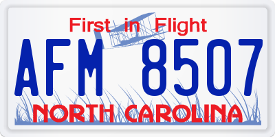NC license plate AFM8507
