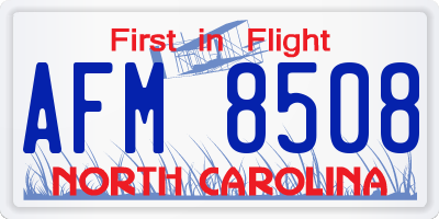 NC license plate AFM8508