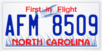 NC license plate AFM8509
