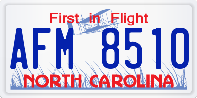 NC license plate AFM8510