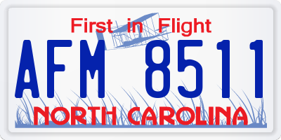 NC license plate AFM8511