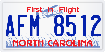 NC license plate AFM8512