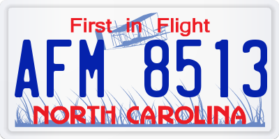 NC license plate AFM8513