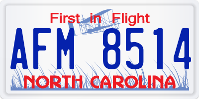 NC license plate AFM8514