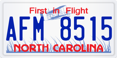 NC license plate AFM8515