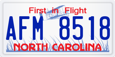 NC license plate AFM8518