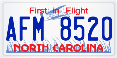 NC license plate AFM8520