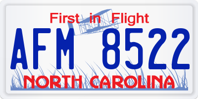 NC license plate AFM8522