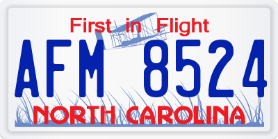 NC license plate AFM8524