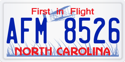 NC license plate AFM8526