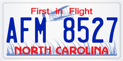 NC license plate AFM8527