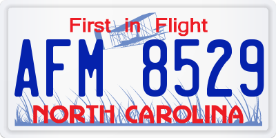 NC license plate AFM8529