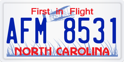 NC license plate AFM8531