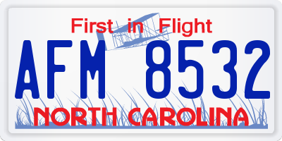 NC license plate AFM8532