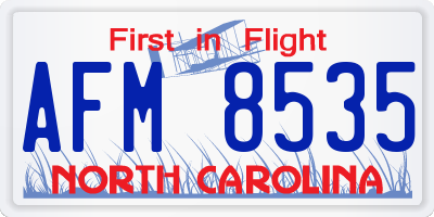 NC license plate AFM8535