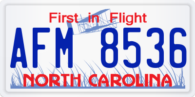 NC license plate AFM8536