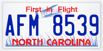 NC license plate AFM8539