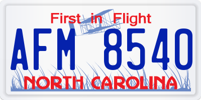 NC license plate AFM8540
