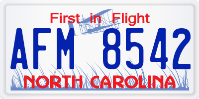 NC license plate AFM8542