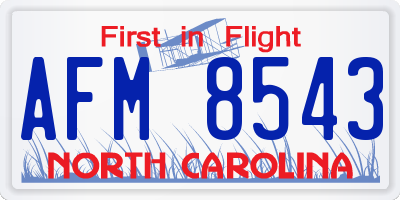 NC license plate AFM8543