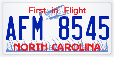 NC license plate AFM8545