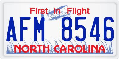 NC license plate AFM8546