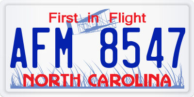 NC license plate AFM8547