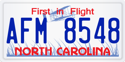 NC license plate AFM8548